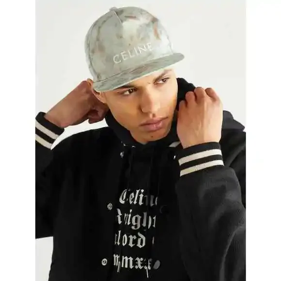 Celine Glacier Tie Dye Velvet Logo Baseball Cap Adjustable Snapback Hat Medium